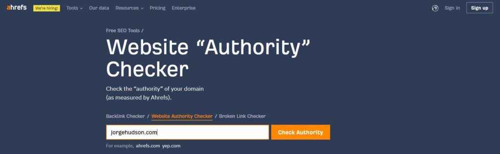 autoridad de dominio ahrefs website authority checker